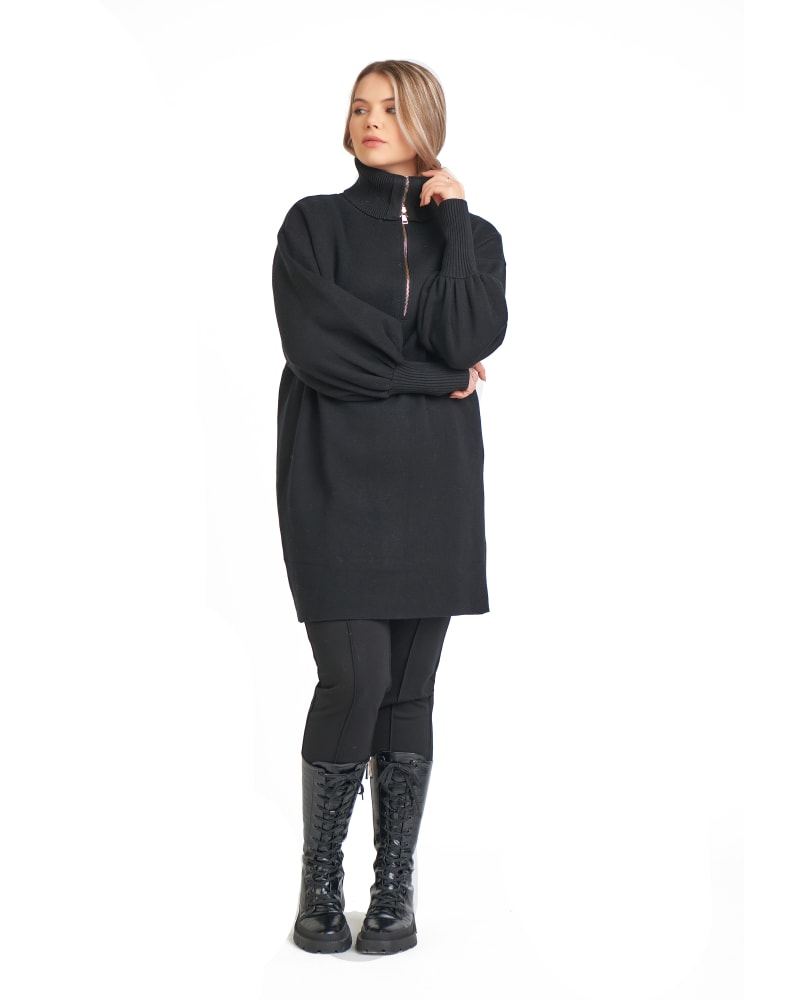 Plus size model wearing Celeste Turtleneck Sweater Dress by Dex Plus | Dia&Co | dia_product_style_image_id:168481